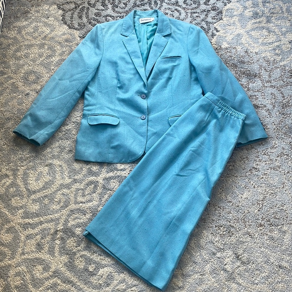 Personal Vintage Blazer & Skirt Set Teal 16